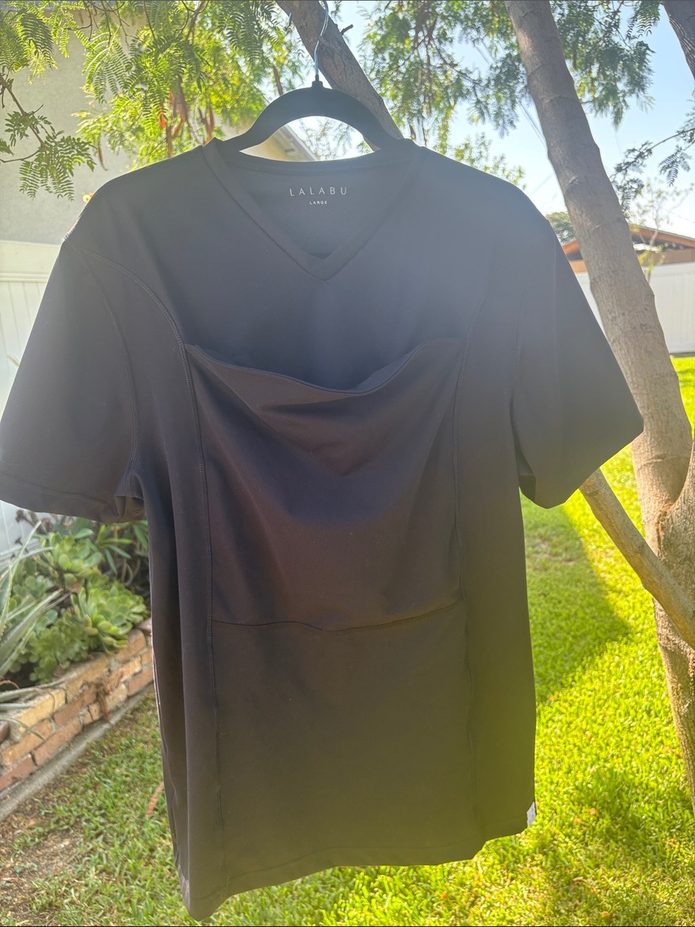 Lalabu Black V-Neck Short Sleeve Pocket Tee